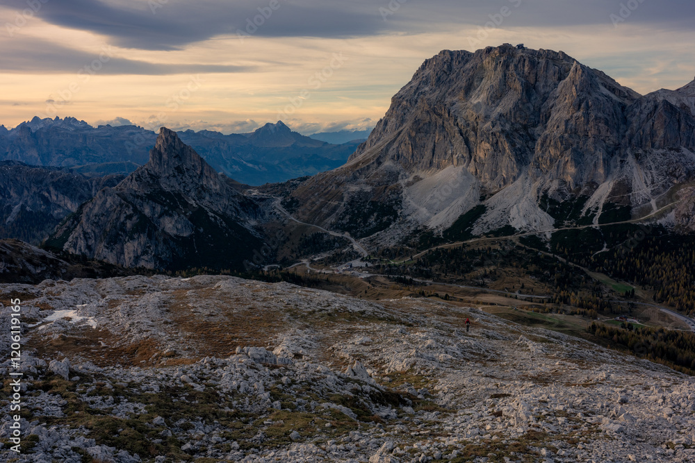 Fototapeta premium The specular landscape of Croda Negra trail routh, take shot form peak of Croda Negra Dolomite, Ithaly.