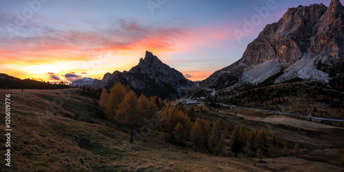 The specular landscape of Croda Negra trail routh, take shot form peak of Croda Negra Dolomite, Ithaly. photo