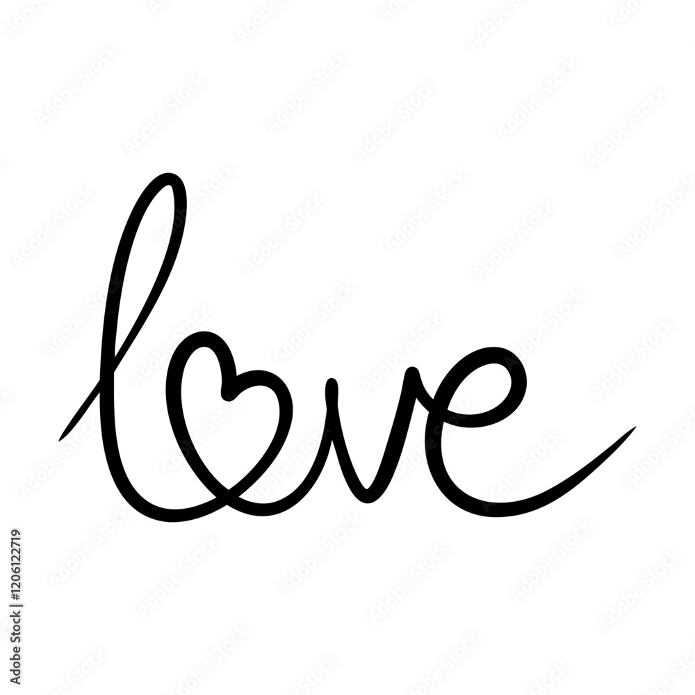 Love word in continuous line script cursive text with small heart drawing. Hand lettering vector illustration for wedding invitation, Valentines day card, poster, banner. Hand drawn love word. Love word in continuous line script cursive text with small heart drawing. Hand lettering vector illustration for wedding invitation, Valentines day card, poster, banner. Hand drawn love word.
