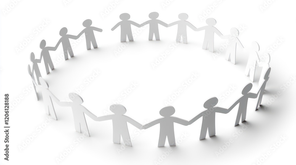 Paper chain people holding hands in a circle. Paper chain people holding hands in a circle.
