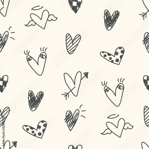 Heart Illustration, Hearts, Love, Valentine, Repeat print, kiss, Vector art, adobe illustration