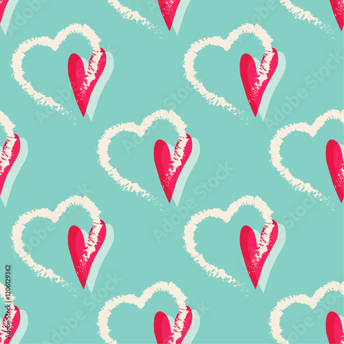 Heart Illustration, Hearts, Love, Valentine, Repeat print, kiss, Vector art, adobe illustration