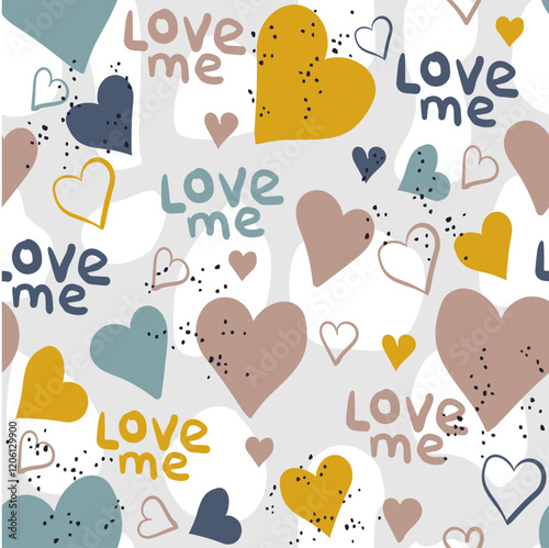 Heart Illustration, Hearts, Love, Valentine, Repeat print, kiss, Vector art, adobe illustration