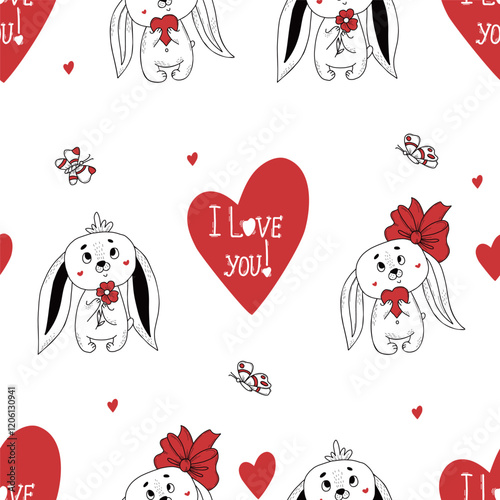 Heart Illustration, Hearts, Love, Valentine, Repeat print, kiss, Vector art, adobe illustration