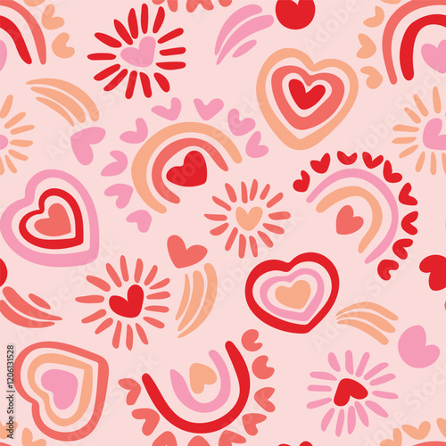 Heart Illustration, Hearts, Love, Valentine, Repeat print, kiss, Vector art, adobe illustration