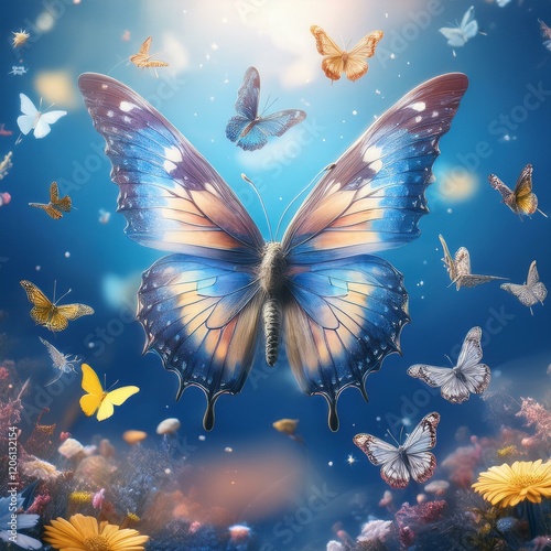 fairy mood with butterflies on a blue background