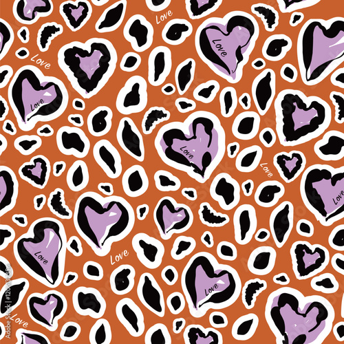 Heart Illustration, Hearts, Love, Valentine, Repeat print, kiss, Vector art, adobe illustration