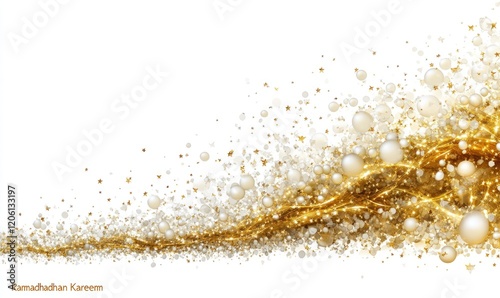 Elegant Wave of Gold and White Pearls and Glitter