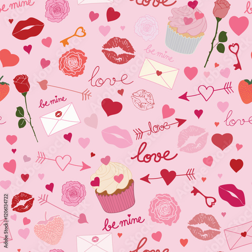 Heart Illustration, Hearts, Love, Valentine, Repeat print, kiss, Vector art, adobe illustration