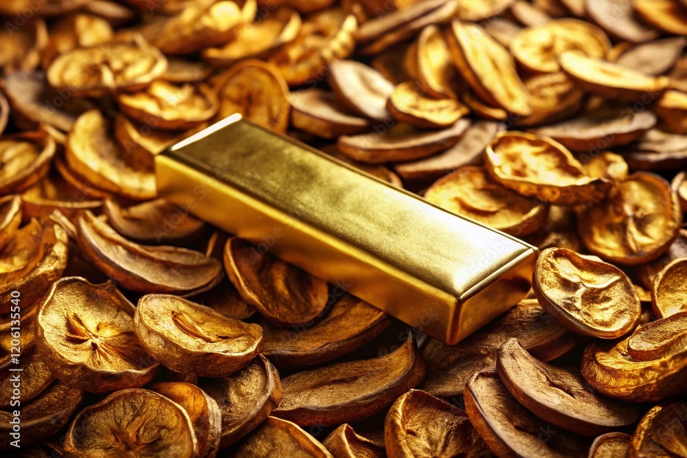Luxurious Dried Banana & Gold Bar Still Life Fashion Photography Luxurious Dried Banana & Gold Bar Still Life Fashion Photography