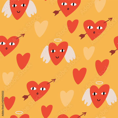 Heart Illustration, Hearts, Love, Valentine, Repeat print, kiss, Vector art, adobe illustration