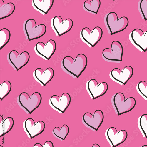 Heart Illustration, Hearts, Love, Valentine, Repeat print, kiss, Vector art, adobe illustration