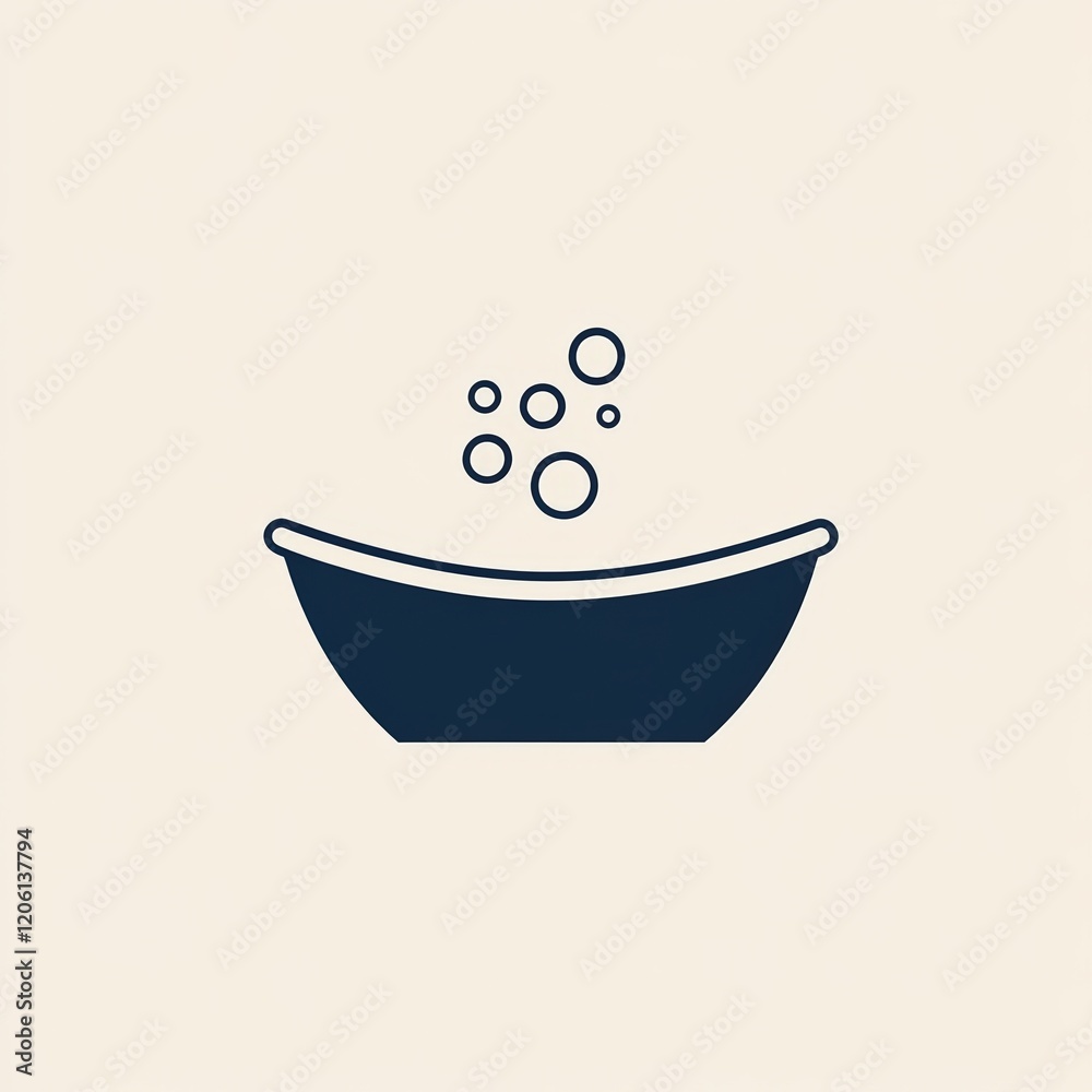A clean and minimalist logo featuring a stylized bathtub with curved lines and a few floating bubbles, representing simplicity and elegance A clean and minimalist logo featuring a stylized bathtub with curved lines and a few floating bubbles, representing simplicity and elegance