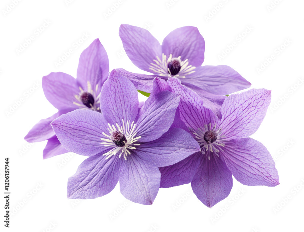 Beautiful purple violets arranged together with delicate petals showcasing nature's elegance isolated on transparent background Beautiful purple violets arranged together with delicate petals showcasing nature's elegance isolated on transparent background