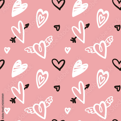 Heart Illustration, Hearts, Love, Valentine, Repeat print, kiss, Vector art, adobe illustration