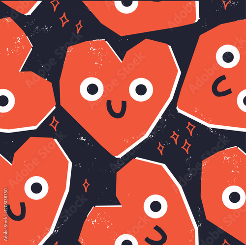 Heart Illustration, Hearts, Love, Valentine, Repeat print, kiss, Vector art, adobe illustration