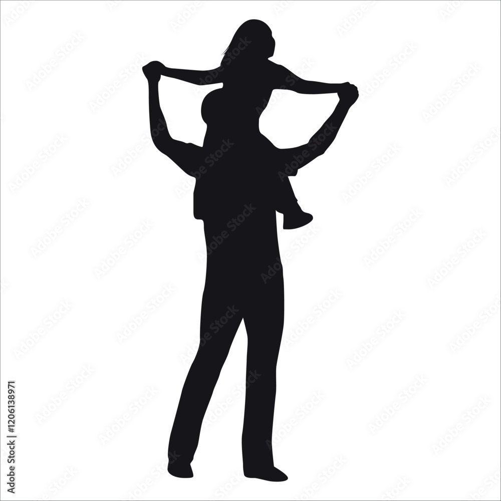 Father and Daughter Silhouette vector illustration
