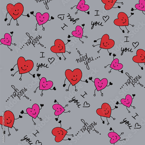 Heart Illustration, Hearts, Love, Valentine, Repeat print, kiss, Vector art, adobe illustration