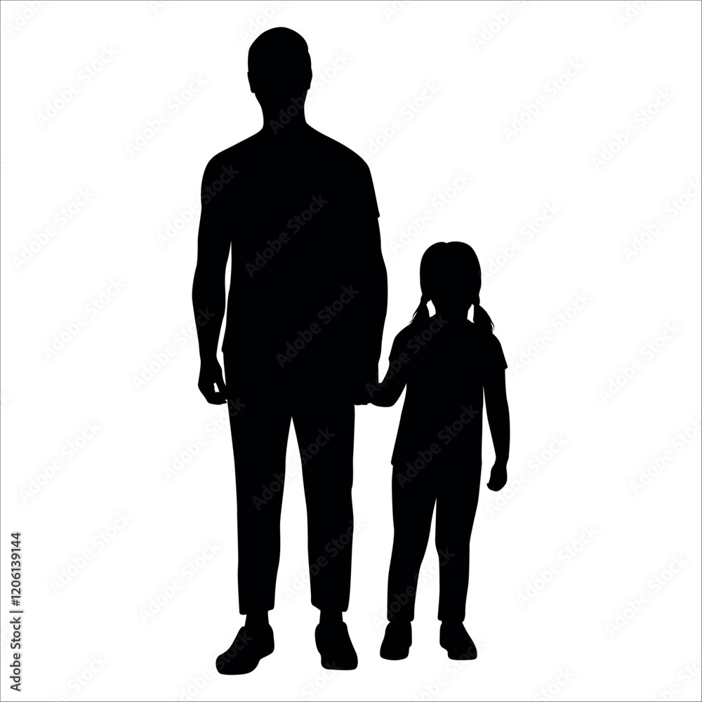 Father and Daughter Silhouette vector illustration Father and Daughter Silhouette vector illustration