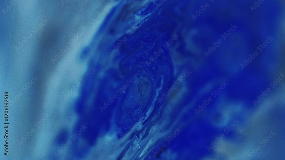 Vertical video. Ink wave. Glitter fluid spill. Defocused blue black color grain particles texture liquid mix flow motion abstract art background.
