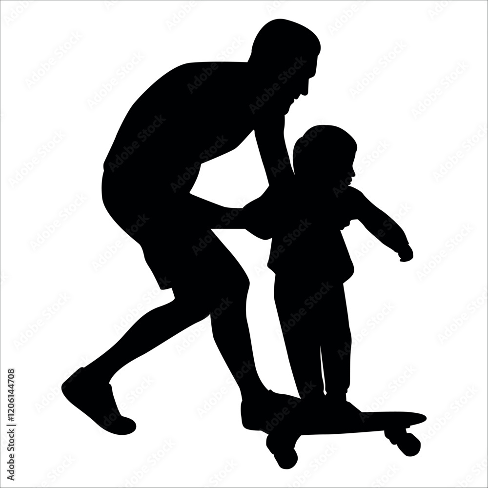 Father and son or Dan and Son Silhouette vector illustration Father and son or Dan and Son Silhouette vector illustration