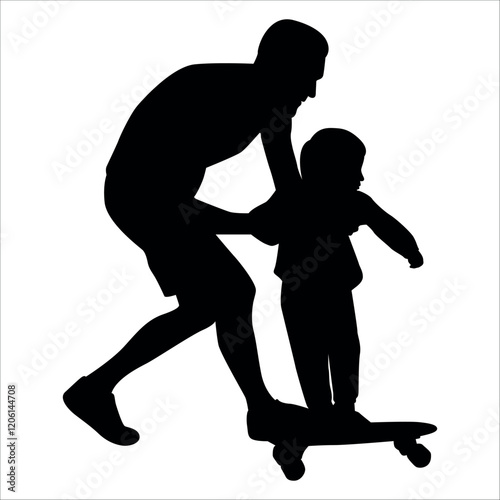 Father and son or Dan and Son Silhouette vector illustration