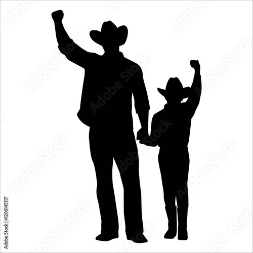 Father and son or Dan and Son Silhouette vector illustration