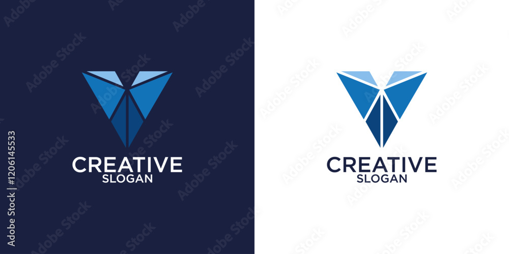 Naklejka premium Letter V geometric logo design