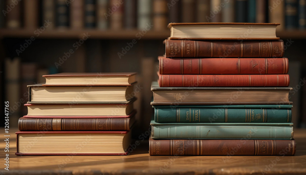 Old books in library created with Generative AI technology