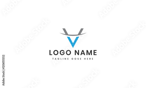 v logo template with abstract shape