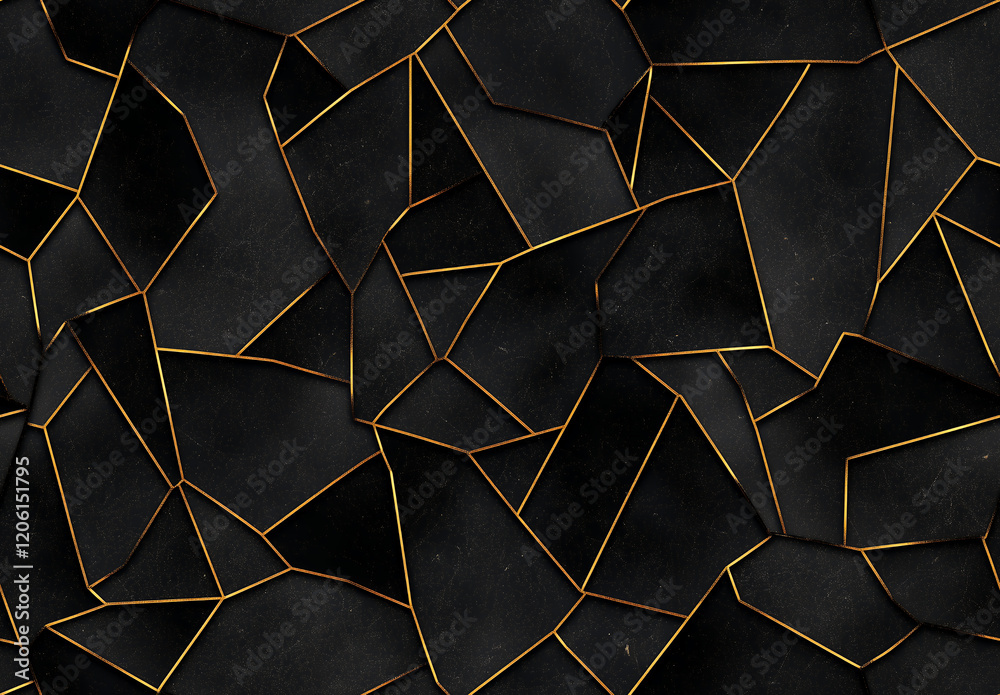 Luxury abstract seamless background with black geometric shapes and golden lines for modern elegant design Luxury abstract seamless background with black geometric shapes and golden lines for modern elegant design