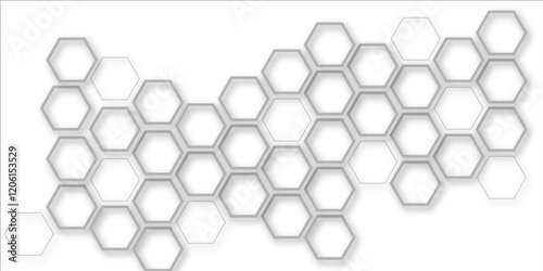 Abstract white and grey hexagon technology geometric pattern concept white background. Use for template, wallpaper, website vector illustration.