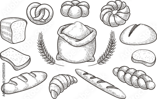 Bread hand drawn set