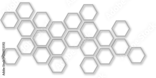 Abstract white and grey hexagon technology geometric pattern concept white background. Use for template, wallpaper, website vector illustration.