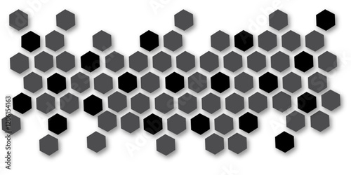 Abstract white black and grey hexagon technology geometric pattern concept white background. Use for template, wallpaper, website vector illustration.