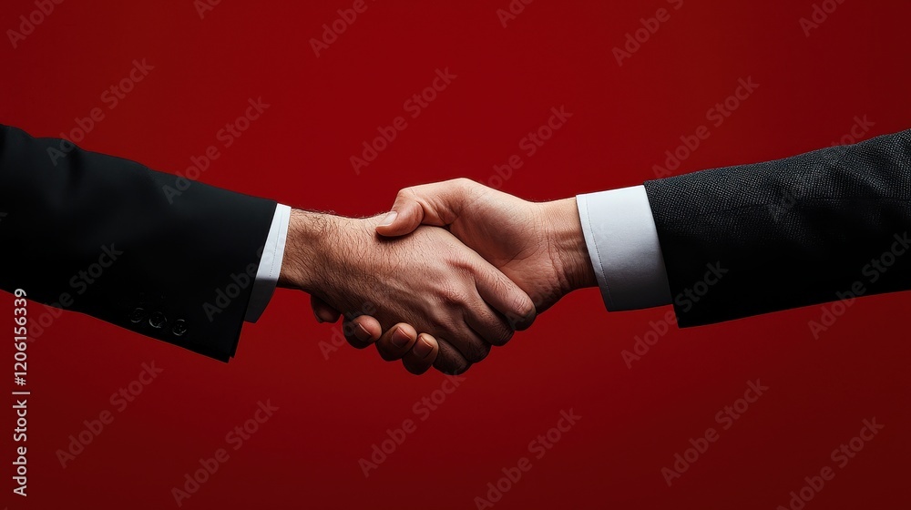 Welcoming Handshake in Front of Corporate Banner Background