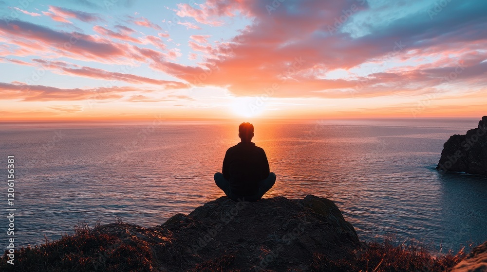 Tranquil Moment of Gaining Clarity During Serene Sunset View Tranquil Moment of Gaining Clarity During Serene Sunset View