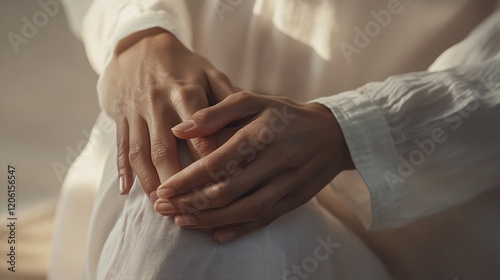 Restful Hands in a Peaceful Gesture, Symbolizing Serenity and Contemplation photo