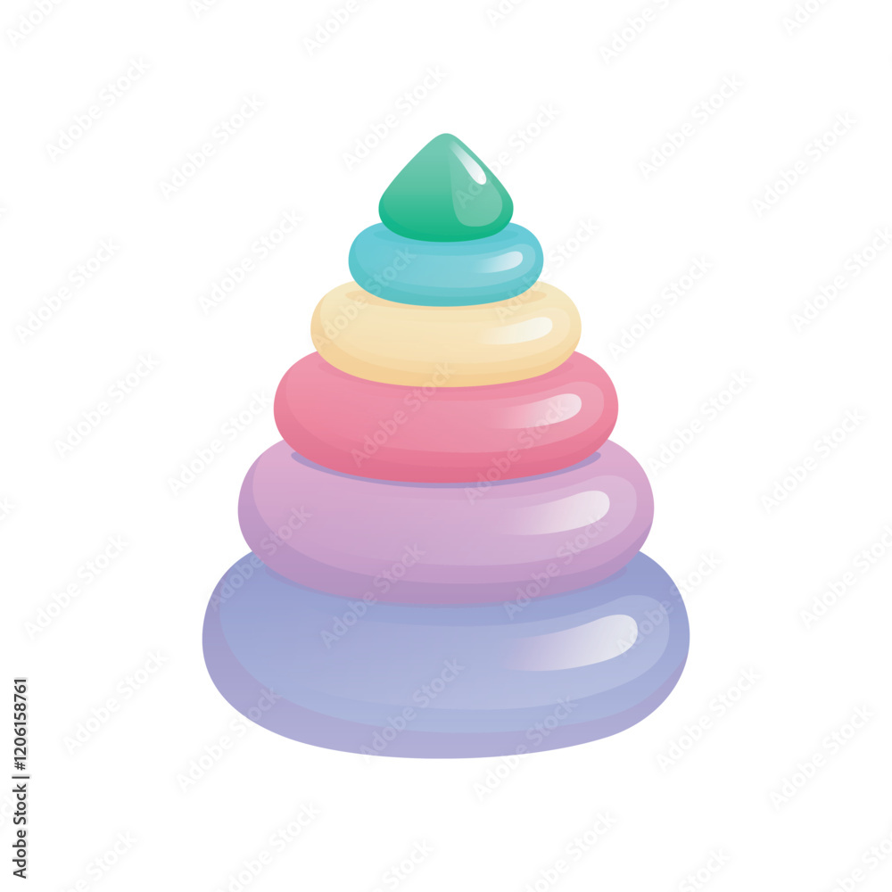 Baby pyramid in flat design. Toy tower with rings stacking for kid learning. Vector illustration isolated. Baby pyramid in flat design. Toy tower with rings stacking for kid learning. Vector illustration isolated.