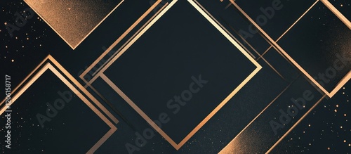 Minimalist geometric wedding invitation design with gold lines and dark background
