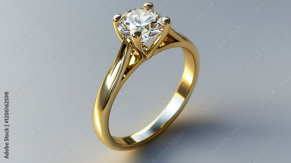 Luxury Gold Engagement Ring with Diamond, Cut-Out for Focused Design Luxury Gold Engagement Ring with Diamond, Cut-Out for Focused Design