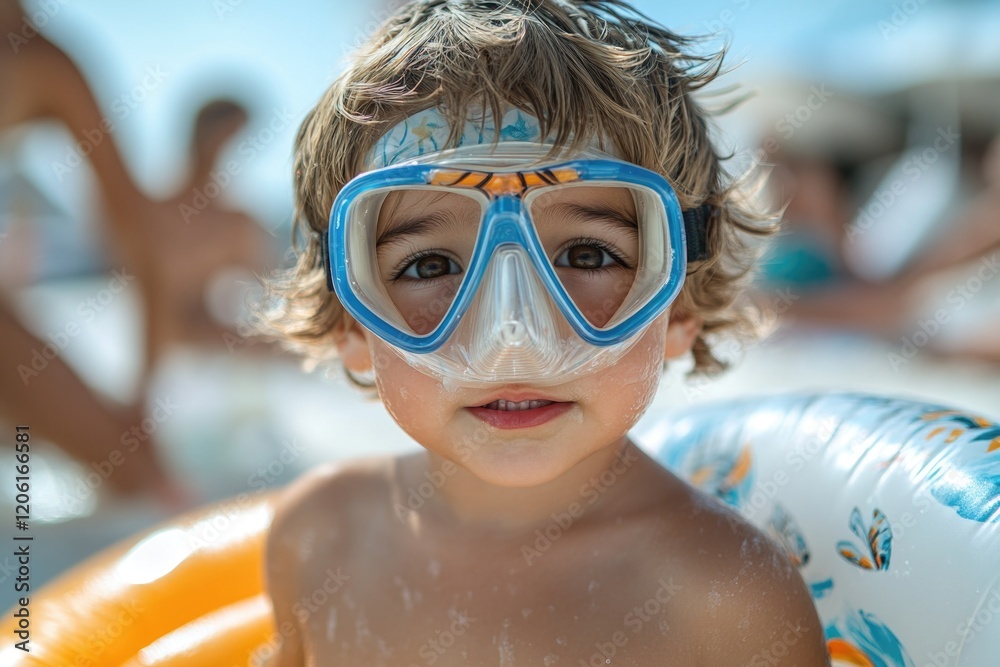 Fototapeta premium A young boy wearing a mask, suitable for Halloween or costume party