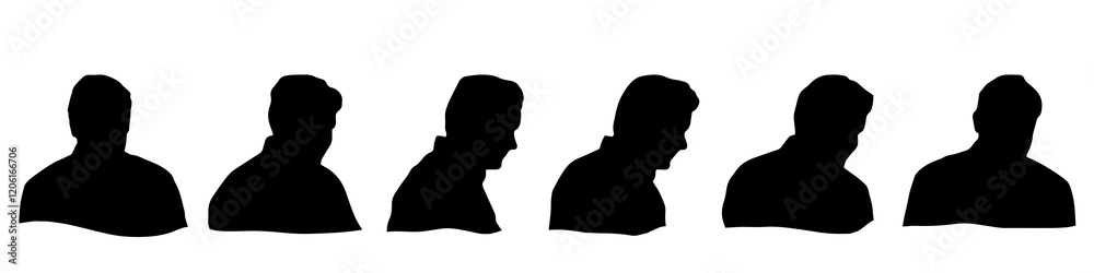 Fototapeta premium Conceptual human head isolated on white background as abstract avatar as a set or collection banner for social design concept. Human closeup anonymous faces head shot for human character illustration