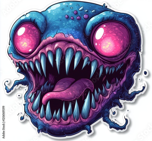 chibi monster design with a pure white background for t-shirt printing