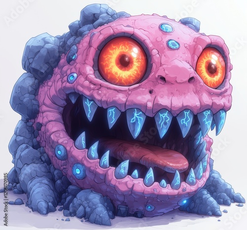 chibi monster design with a pure white background for t-shirt printing
