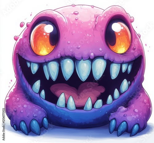 chibi monster design with a pure white background for t-shirt printing