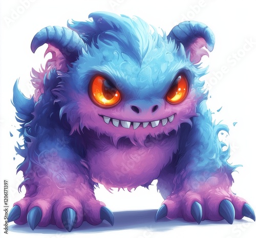 chibi monster design with a pure white background for t-shirt printing