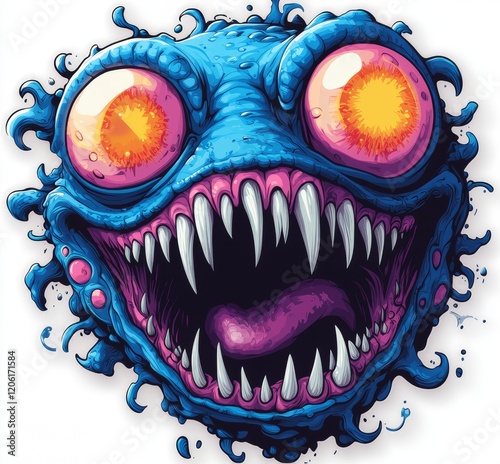 chibi monster design with a pure white background for t-shirt printing