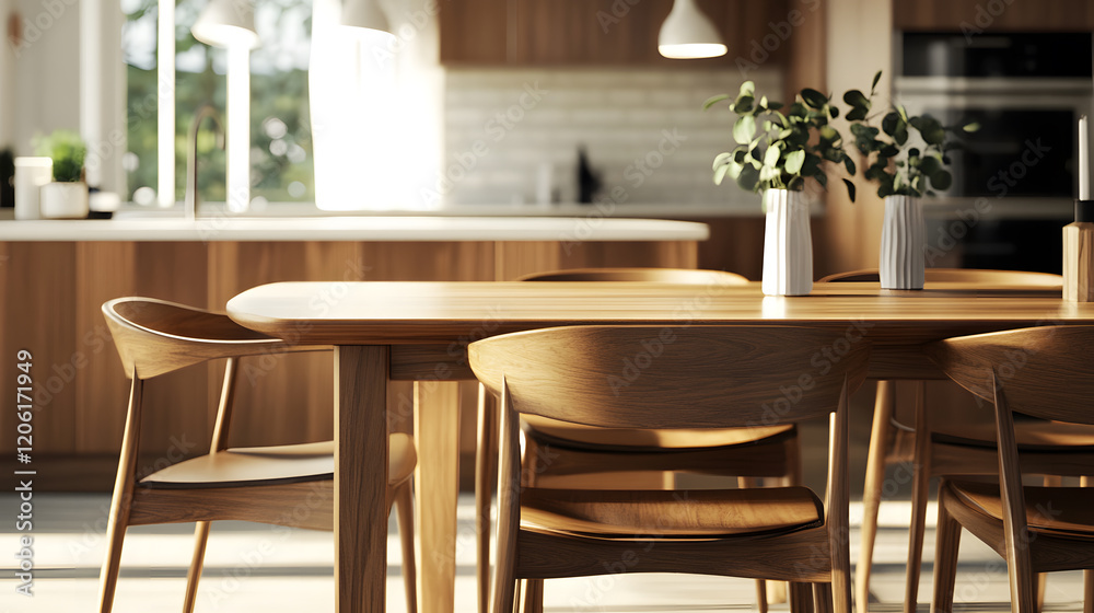 Fototapeta premium Elegant dining area with soft natural lighting.