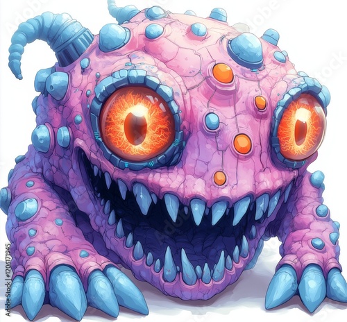 chibi monster design with a pure white background for t-shirt printing